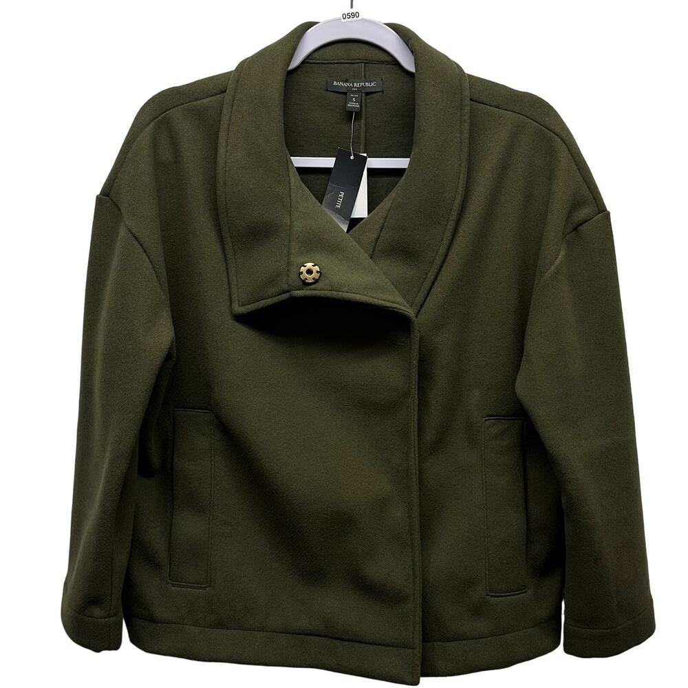 NWT! Banana Republic Women’s Sz S/P Green Button Up “Peacoat” Short Jacket, Soft